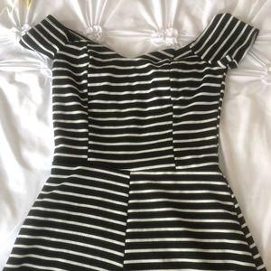 Off the shoulder Black and white romper